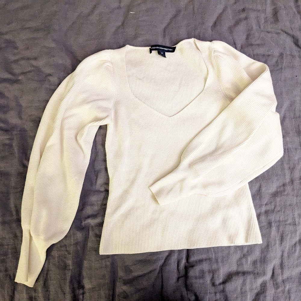 French Connection Sweetheart Off-white Sweater Sz M